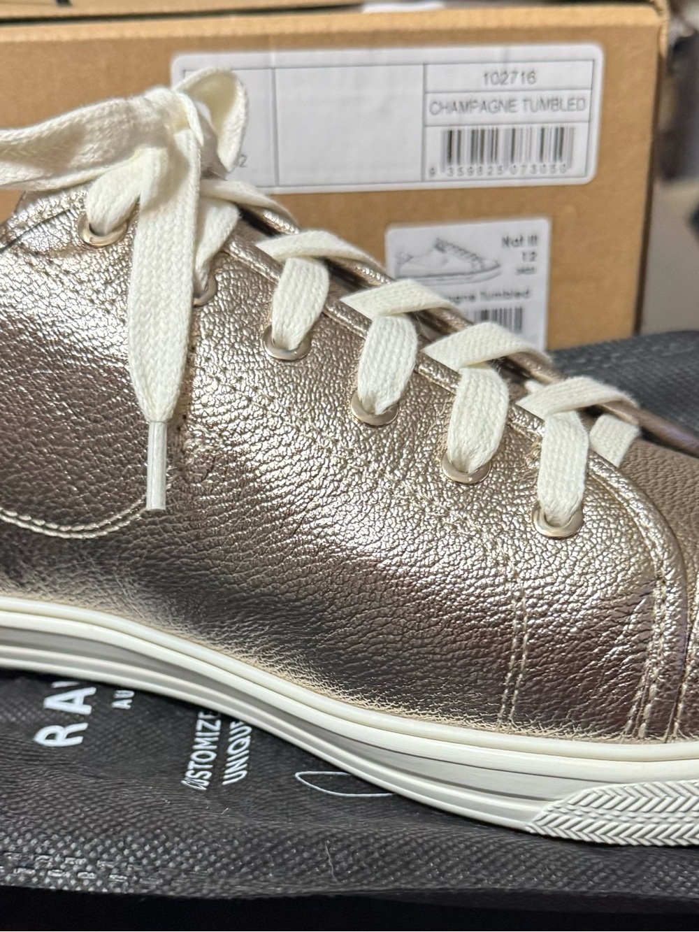 FRANKiE4 Women’s Metallic Rose Gold Low-Top Sneakers - Casual Lace-Up - Picture 3 of 3